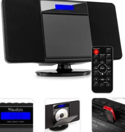 Audizio Miniwieża HIFI Nimes CD tuner FM BT USB czarna one size