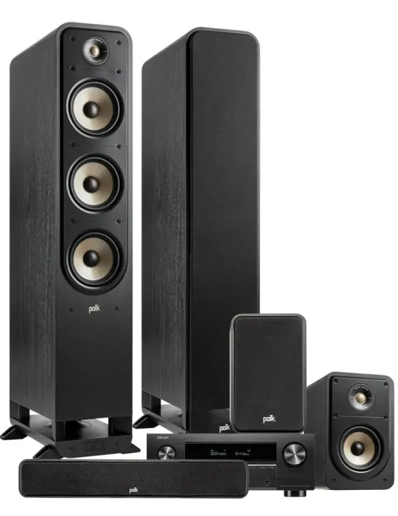 Kino domowe Denon AVC-X3800H + Polk Audio ES60/ES15/ES35C — Kino domowe 5.0 z Dolby Atmos, Kolor: Biały