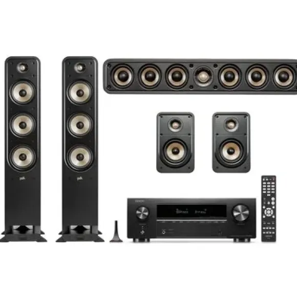 Kino domowe DENON AVR-X1800 + POLK AUDIO Signature elite ES60 + ES15 + ES35C Czarny