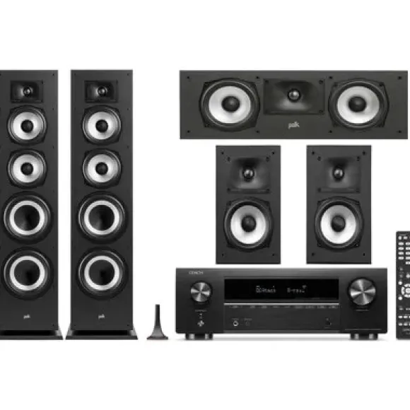 Kino domowe DENON AVR-X1800 + POLK AUDIO Monitor XT7'0 + XT15 + XT30C Czarny