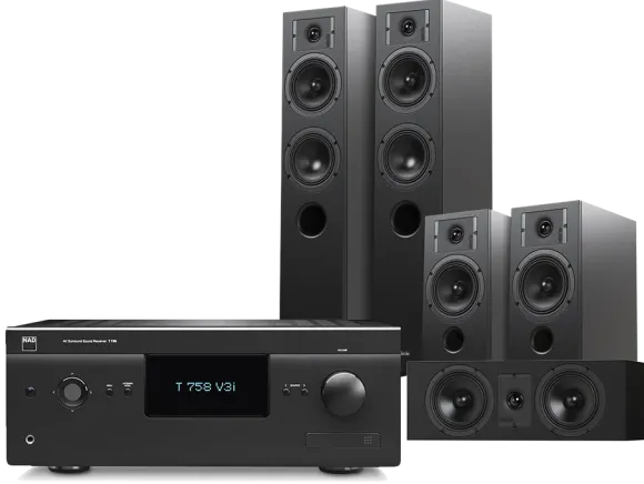 Kino domowe NAD T758 V3i (czarny) + Diva 5 (czarny) + Diva 3 (czarny) + Diva 7 (czarny)