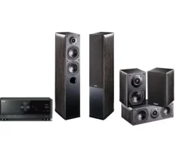 Kino domowe Yamaha MusicCast RX-V4A (czarny), Indiana Line Nota 5.0 - 550 X/740 X/240 X (czarny dąb)