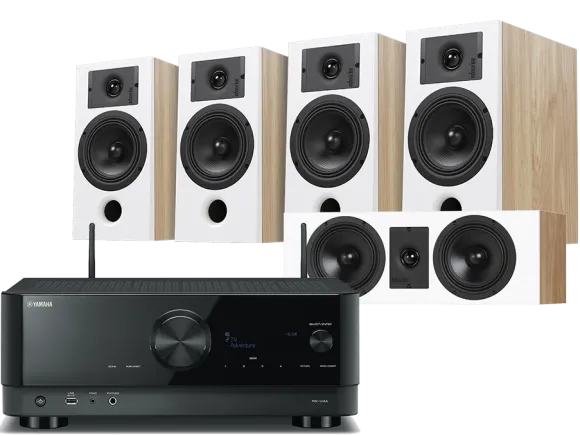 Kino domowe Yamaha RX-A4A (czarny) + Diva 3 + 3 + 7 (dąb)