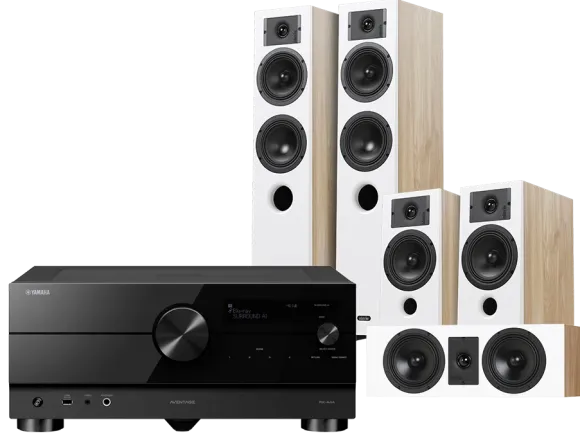 Kino domowe Yamaha RX-A4A (czarny) + Diva 5 (dąb) + Diva 3 (dąb) + Diva 7 (dąb)