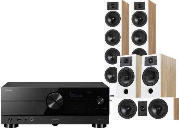 Kino domowe Yamaha RX-A2A (czarny) + Diva 6 + 3 + 7 (dąb)