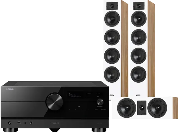 Kino domowe Yamaha RX-A6A (czarny) + Diva 6 + 7 (dąb)
