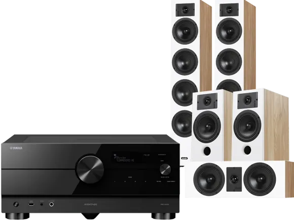 Kino domowe Yamaha RX-A6A (czarny) + Diva 6 + 3 + 7 (dąb)