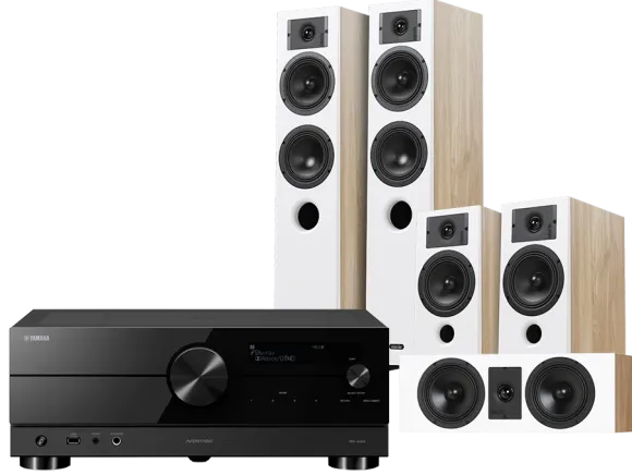 Kino domowe Yamaha RX-A2A (czarny) + Diva 5 (dąb) + Diva 3 (dąb) + Diva 7 (dąb)