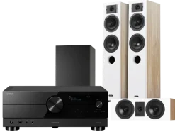 Kino domowe Yamaha RX-A2A (czarny) + Diva 5 (dąb)+ Diva 7 (dąb) + Basso 880 (czarny)