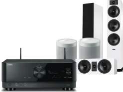 Kino domowe Yamaha RX-V6A (czarny) + Tesi 6 + 7 + 2 x MusicCast 20 (biały)