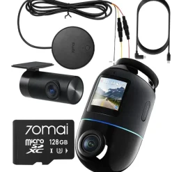 70mai 4K Omni X800 set Czarna + karta 70mai microSD 128GB + UP04