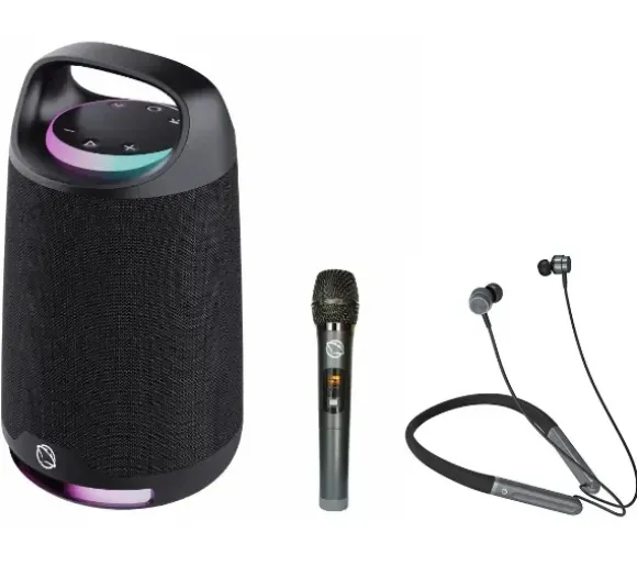 Manta SPK330B OTUS 120W Bluetooth Mikrofon Karaoke Czarny + Słuchawki MNH02