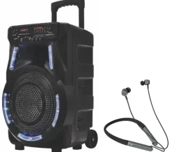Manta SPK5033 40W Bluetooth Radio FM Mikrofon Karaoke Czarny + Słuchawki MNH02
