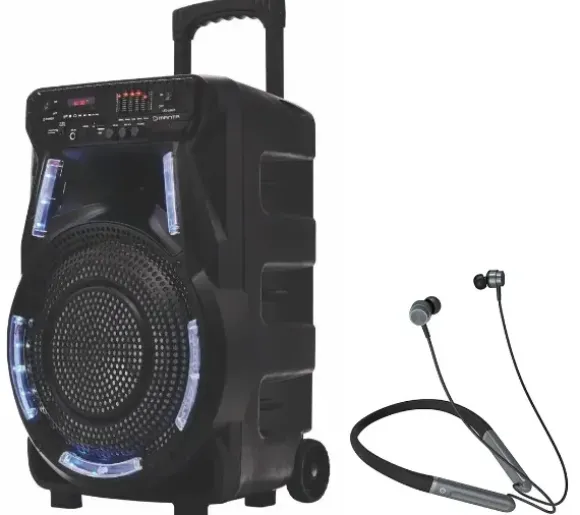 Manta SPK5033 40W Bluetooth Radio FM Mikrofon Karaoke Czarny + Słuchawki MNH02
