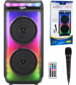 Mocny Głośnik Bluetooth Usb Sd Aux Radio Przenośny Boombox Mikrofon Karaoke