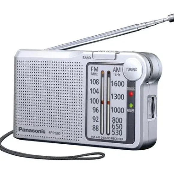 Panasonic RF-p150deg-S futerał na radio z paskiem do noszenia na ramieniu, działa na baterie Srebrny RF-P150DEG-S