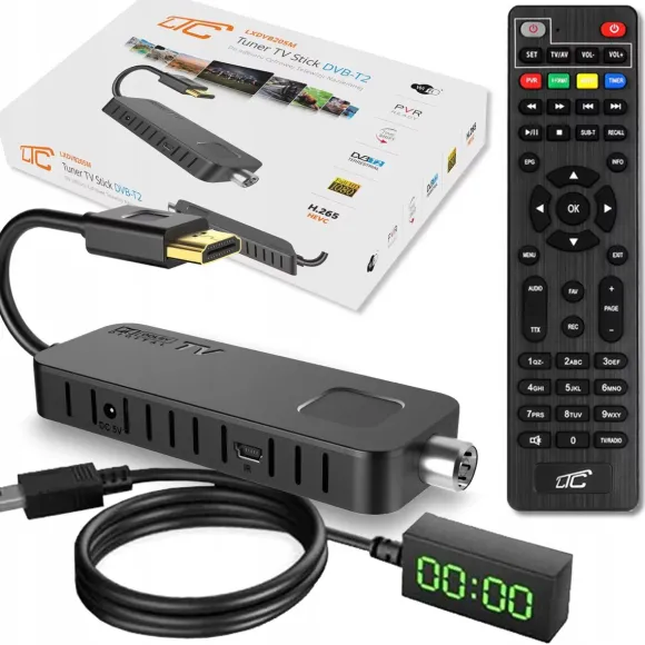 PS Tuner DVB-T-2 LTC TV naziemnej HD205M z pilotem programowalnym H.265, MIN