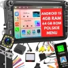 Radio Android 2din 4+64 Gb 8 Cali Vw Passat B6 B7 Golf 5 V 6 Vi Skoda Seat