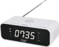 Radiobudzik z ładowarką bezprzewodową Adler AD 1192W Bluetooth AUX - biały