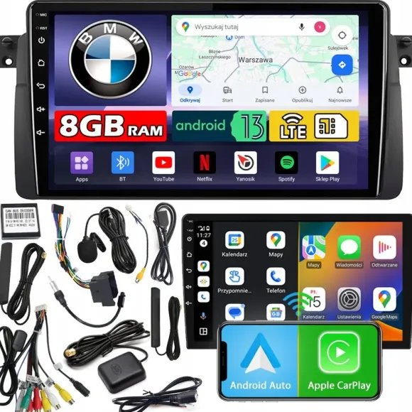 Radio samochodowe NCS ZQ9 BMW E46 1998-2005 ANDROID Android nawigacja 8GB LTE