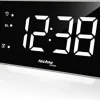 Technoline WT949 nowoczesny radiobudzik LED Curved z temperaturą, nastrojowym światłem i przyłączem USB do ładowania
