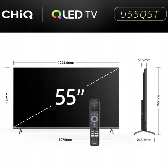 Telewizor CHiQ U55QST TV 55, UHD, QLED, Google TV, DLG 120 Hz, Dolby Audio