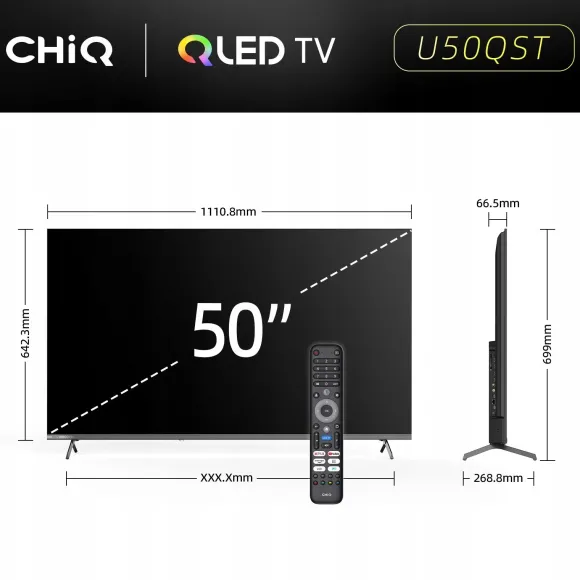 Telewizor CHiQ U50QST TV 50, UHD, QLED, Google TV, DLG 120 Hz