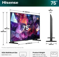 Telewizor HISENSE QLED 75E7S PRO
