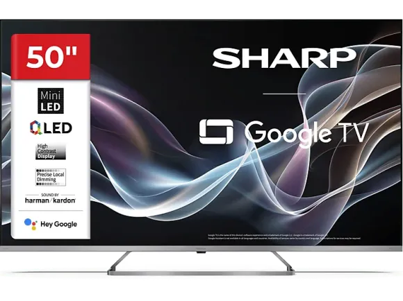 Telewizor SHARP QLED MiniLED 50JP7465E 50" 4K Google TV Dolby Vision Srebrny