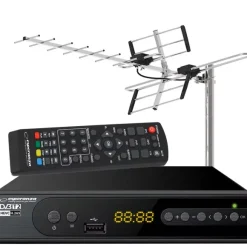 Tuner cyfrowy Esperanza EV106 DVB-T/T2 H.265/HEVC + antena kierunkowa VHF/UHF MUX8 ATD31S