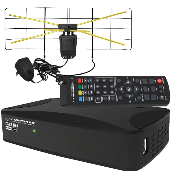 Tuner Cyfrowy Esperanza Ev108R Dvb-T/T2 H.265/Hevc + Antena Pokojowa