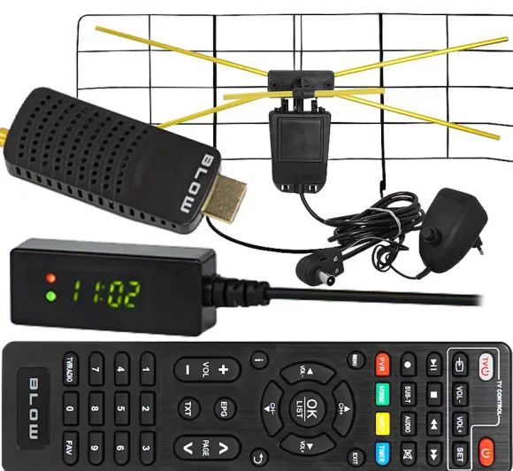 Tuner DVB-T2 BLOW 7000FHD MINI H.265 HEVC + antena pokojowa