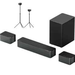 Ultimea Poseidon M4T 5,1 Soundbar + 1 Pair * Steady 300 Speaker Stands, Dolby Atmos, 450W Peak Power, Adjustable Surround Level