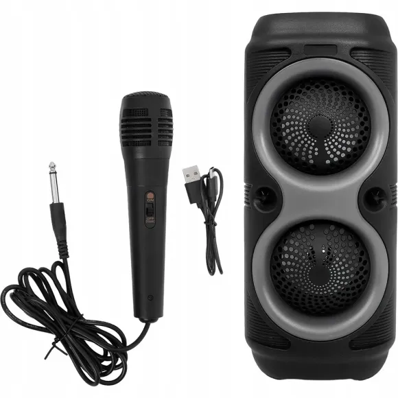 Zree GŁOŚNIK BEZPRZEWODOWY BOOMBOX LED KARAOKE BLUETOOTH RADIO FM USB
